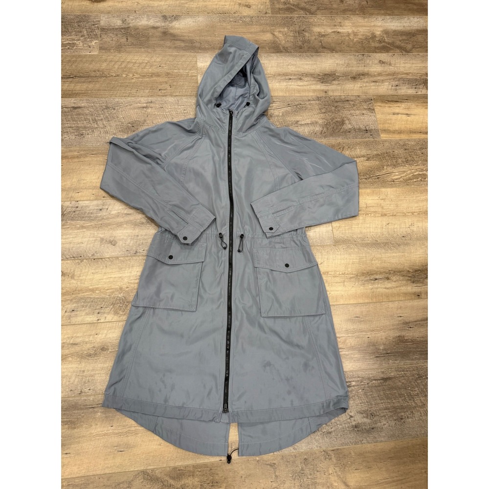 Athleta Womens Grey Rain Shell Parka Hooded Anorak Jacket S/P 842241-02 SP24